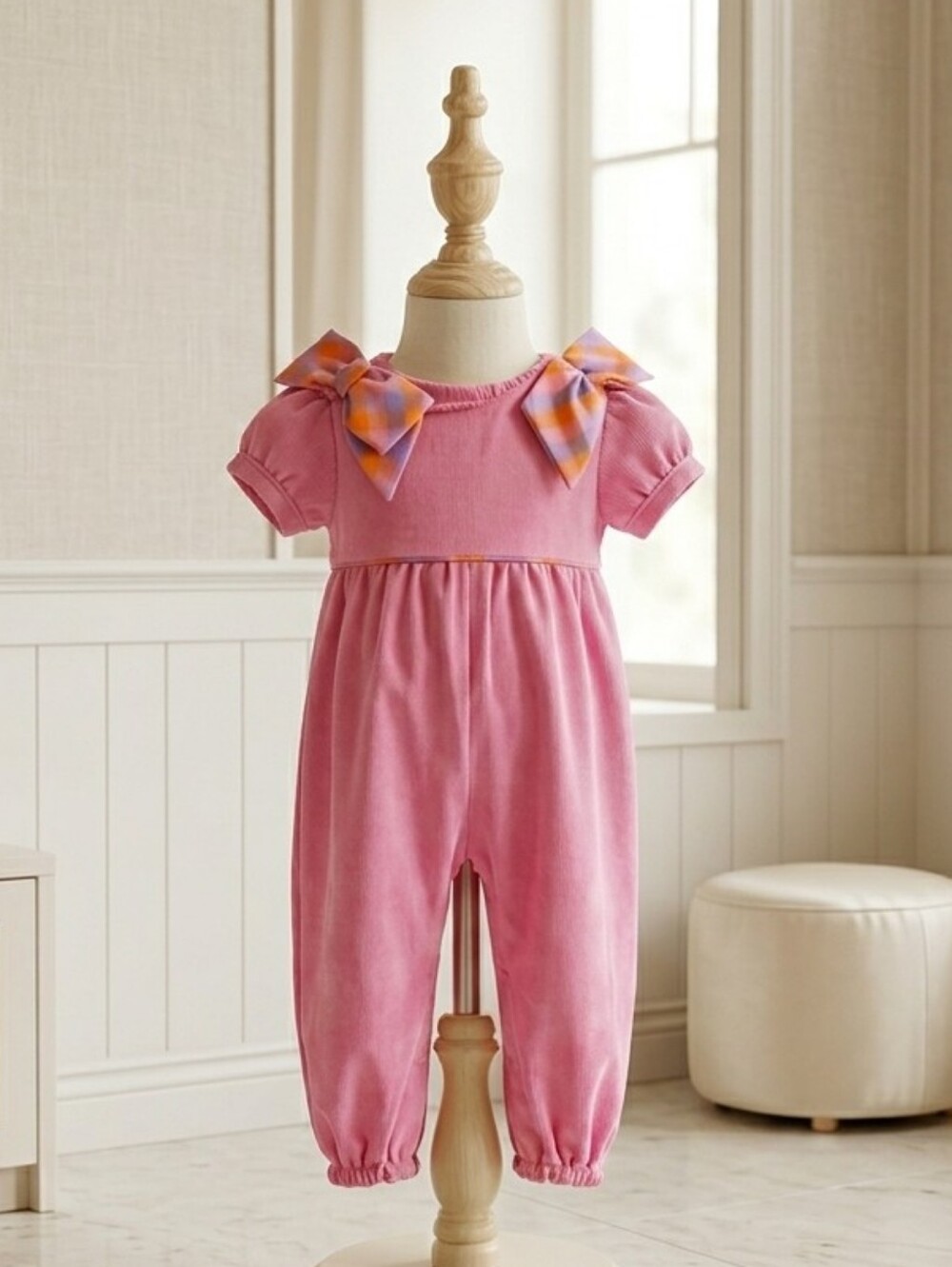 The Beaufort Bonnet Company Multicolor Bow Corduroy Bubble Romper Size 0-6M